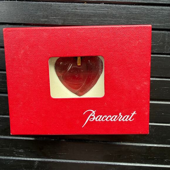 Baccarat Red Crystal Love Heart Gold Statement Necklace MINT - Picture 8 of 10